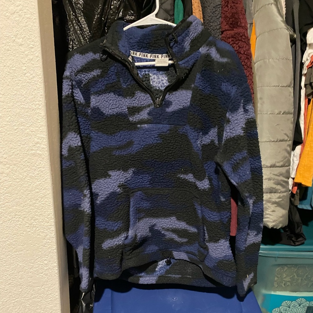 PINK blue camouflage soft pullover